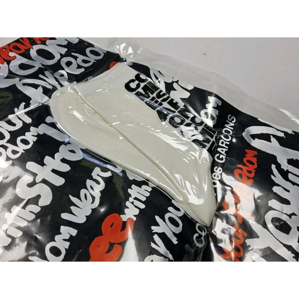 Comme des Garcons Logo Ivory Socks One Size